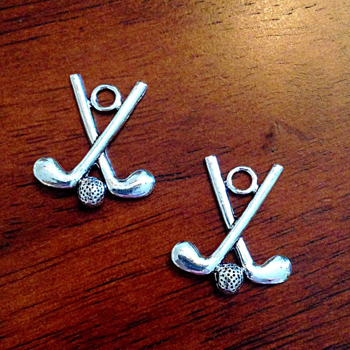 10pcs, Golf Club Charms, Antique Silver Charms, PGA Charms, Golfing Charms, Golf Ball Charms, Double Sided Golf Club Charms, Findings
