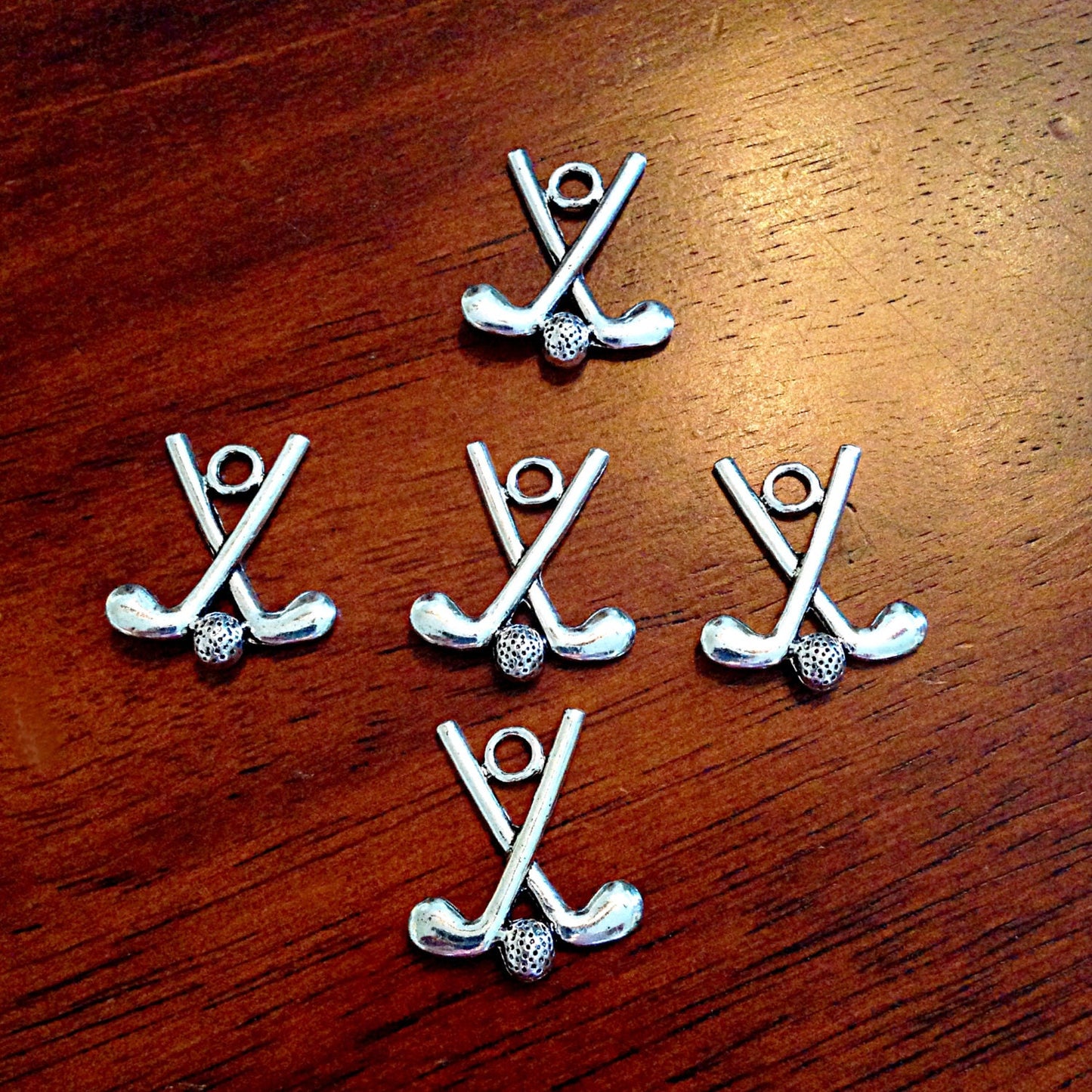 10pcs, Golf Club Charms, Antique Silver Charms, PGA Charms, Golfing Charms, Golf Ball Charms, Double Sided Golf Club Charms, Findings