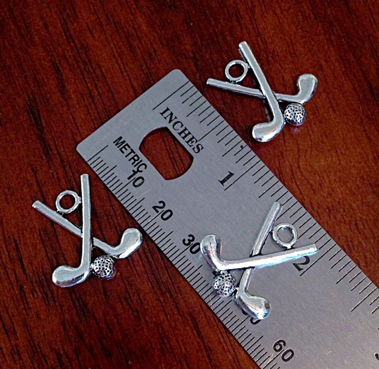 10pcs, Golf Club Charms, Antique Silver Charms, PGA Charms, Golfing Charms, Golf Ball Charms, Double Sided Golf Club Charms, Findings