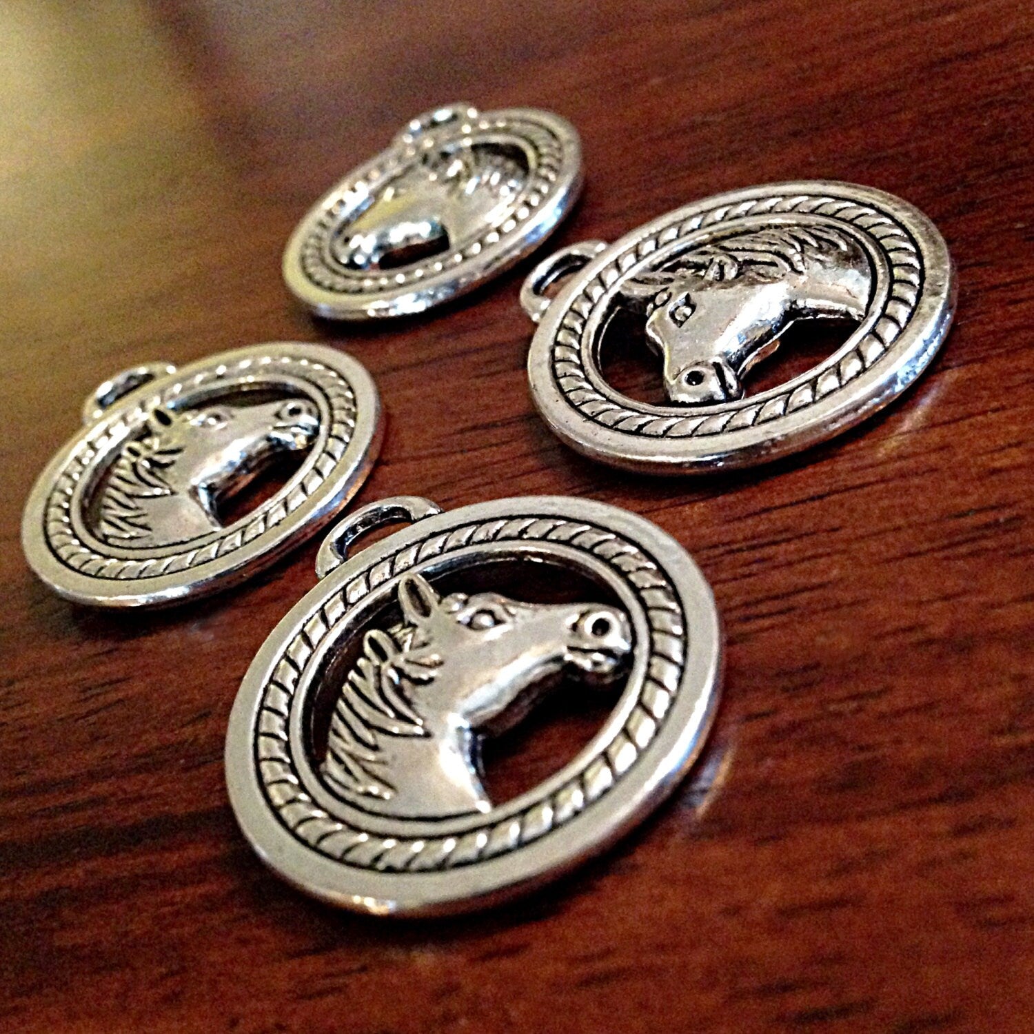 10pcs, Horsehead Pendants, Antique Silver Horse Head Charms, 2 Sided Horse Headcharms, Horse Head Pendants, Equestian Charms, Findings