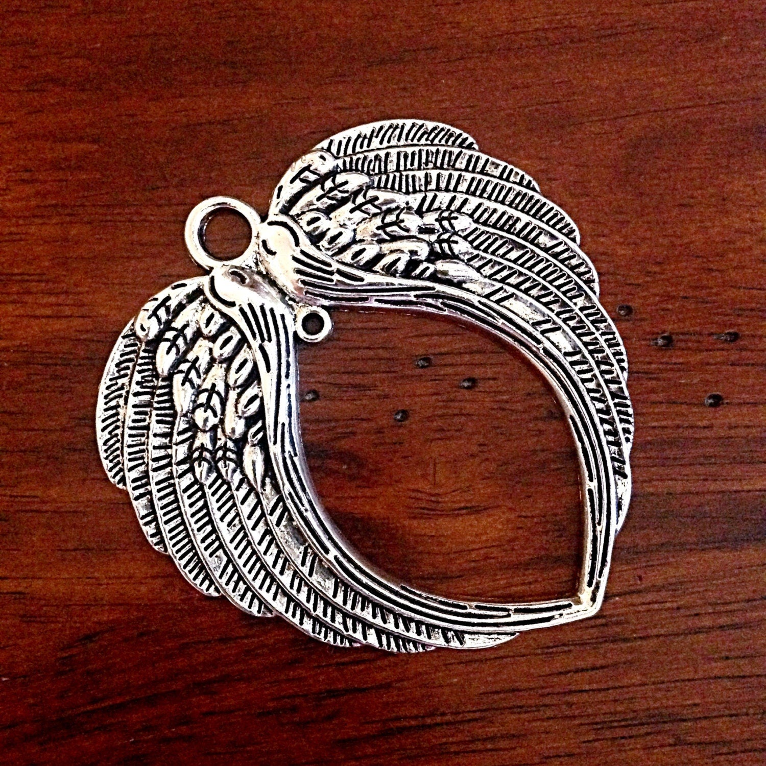 3 Large Angel Wing Pendants, Silver Wings Pendants, Wing Connector Charms, Angel Wing Charms, Connector, Craft and Jewelry Supplies, Findngs