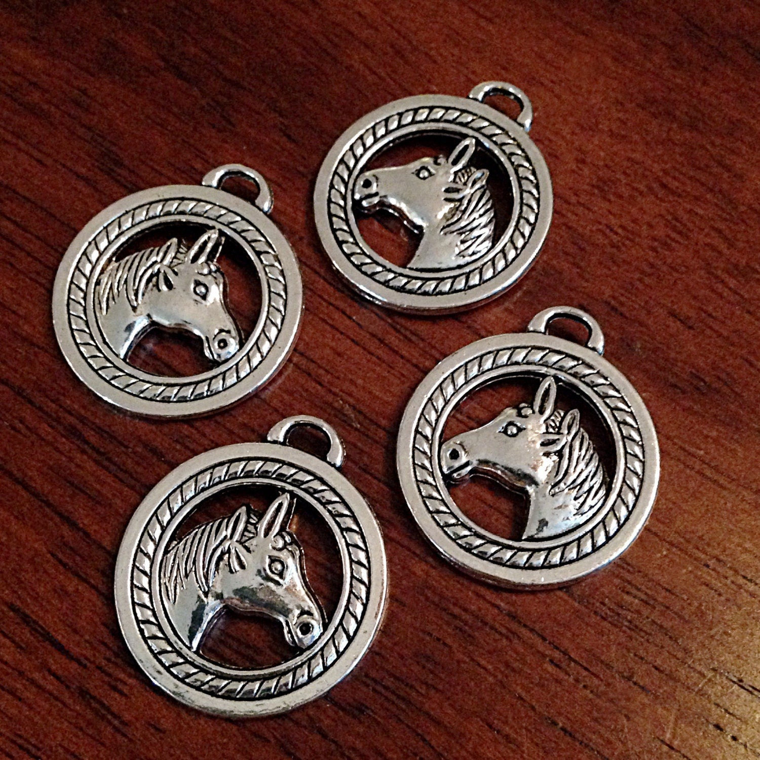 10pcs, Horsehead Pendants, Antique Silver Horse Head Charms, 2 Sided Horse Headcharms, Horse Head Pendants, Equestian Charms, Findings