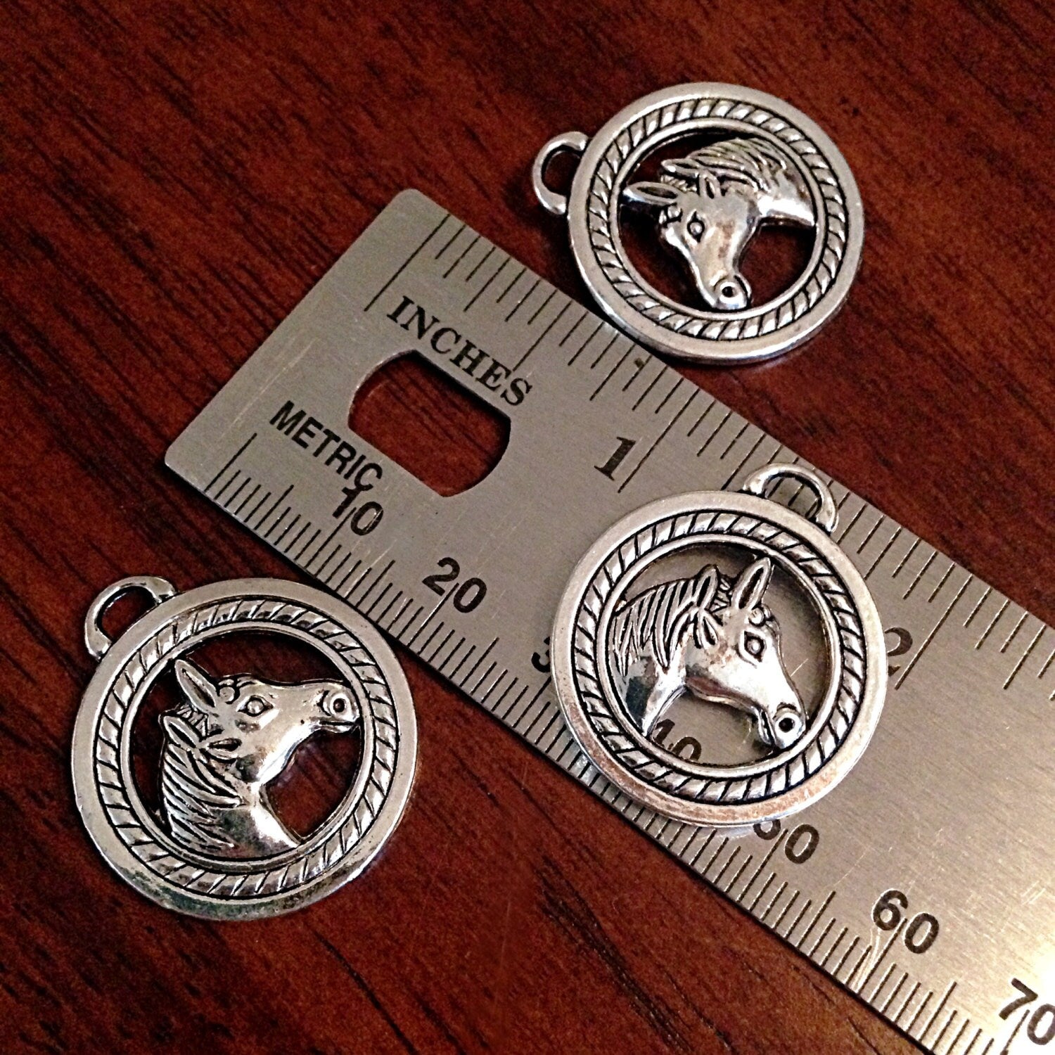 10pcs, Horsehead Pendants, Antique Silver Horse Head Charms, 2 Sided Horse Headcharms, Horse Head Pendants, Equestian Charms, Findings