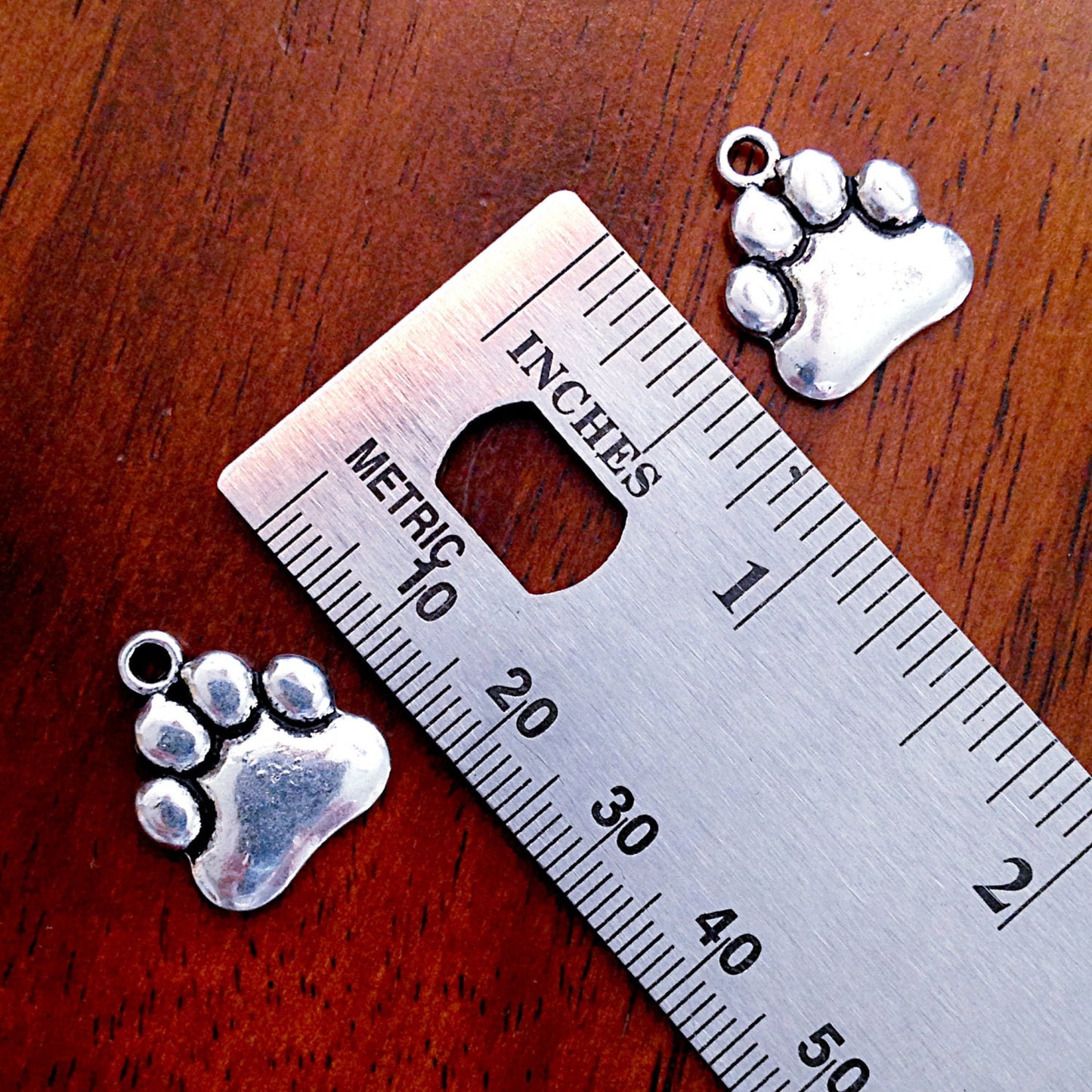 15pcs, Dog Paw Charms, Paw Charms, Antique Silver Puppy Charms, Dog Charms, Double Sided Paw Charms, Jewelry and Craft Supplies, Findings