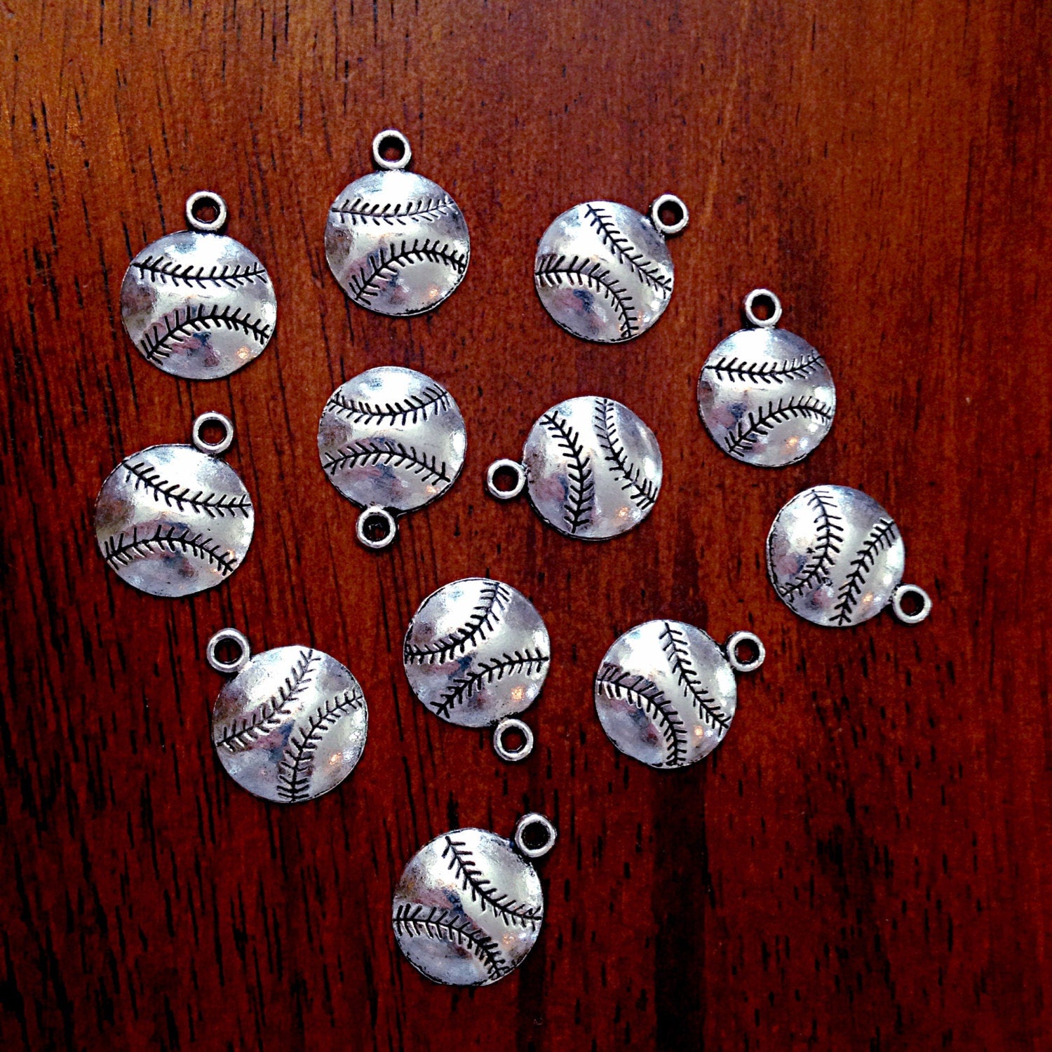 40pcs, Baseball Charms, Antique Silver Charms, Ball Charms, Baseball Team Charms, Athlete Charms, Sports Charms, Craft Supplies, Findings
