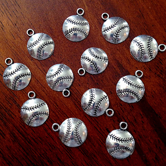 40pcs, Baseball Charms, Antique Silver Charms, Ball Charms, Baseball Team Charms, Athlete Charms, Sports Charms, Craft Supplies, Findings