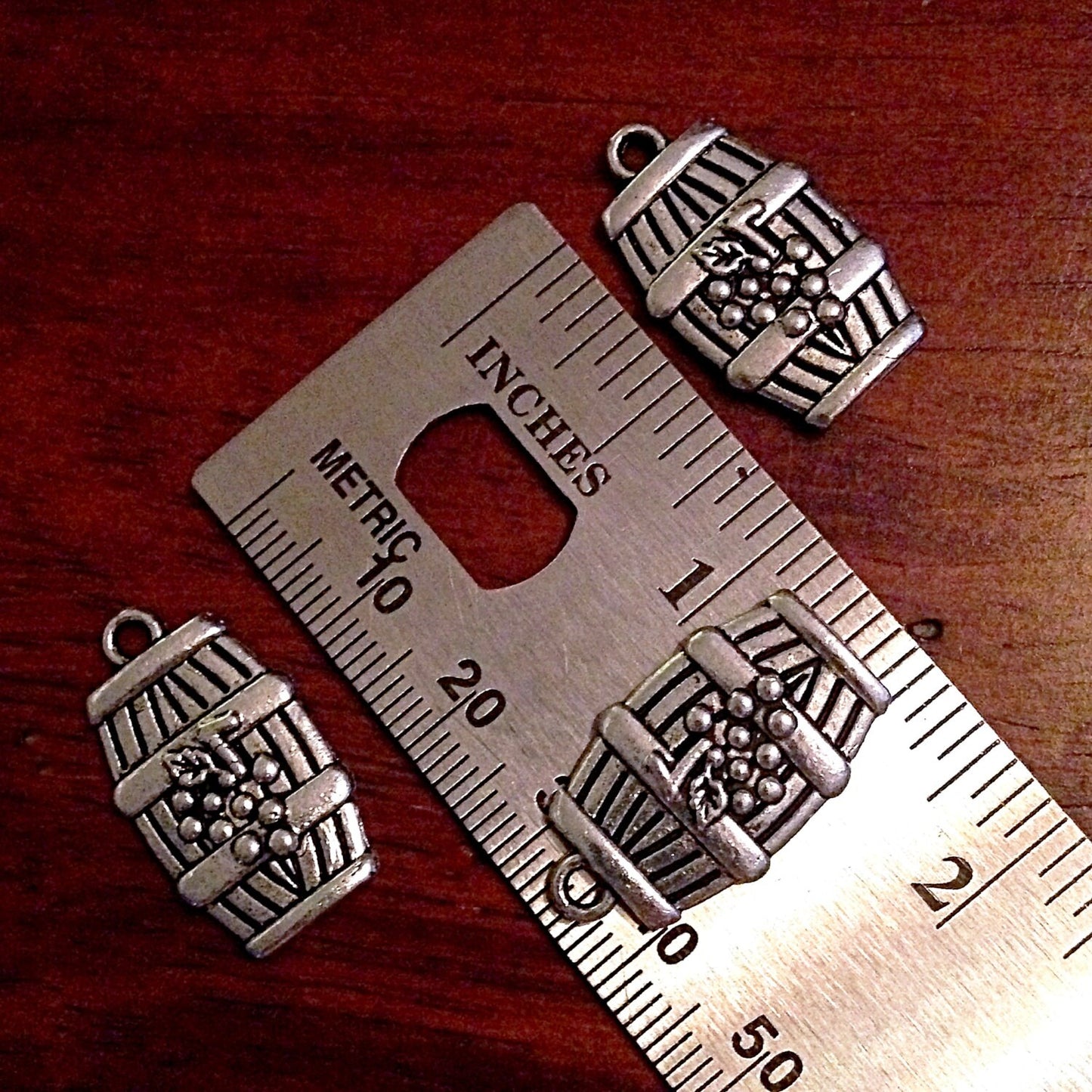 10pcs, Wine Barrel Charms, Antique Silver Barrel Charms, SilveE Wine Glass Charms, Vineyard Charms, Grapes Charms, Wine Barrel Pendants 