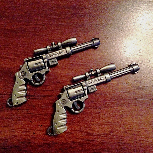 2 Large Bronze Gun Charms, Antique Bronze Charms, Revolver Charms, Rifle Charms, 3D Pistol Pendant, Jewelry and Craft Supplies, Findings
