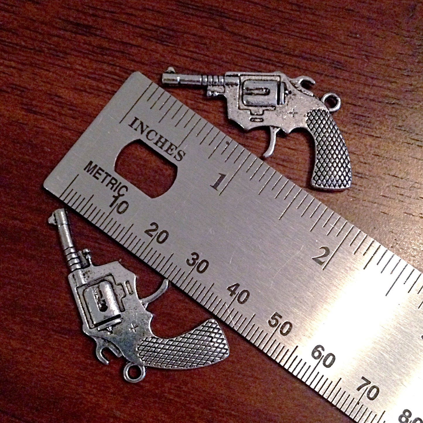 5 Large Silver Gun Charms, Antique Silver Charms, Revolver Charms, Rifle Charms, 3D Pistol Pendant, Jewelry and Craft Supplies, Findings