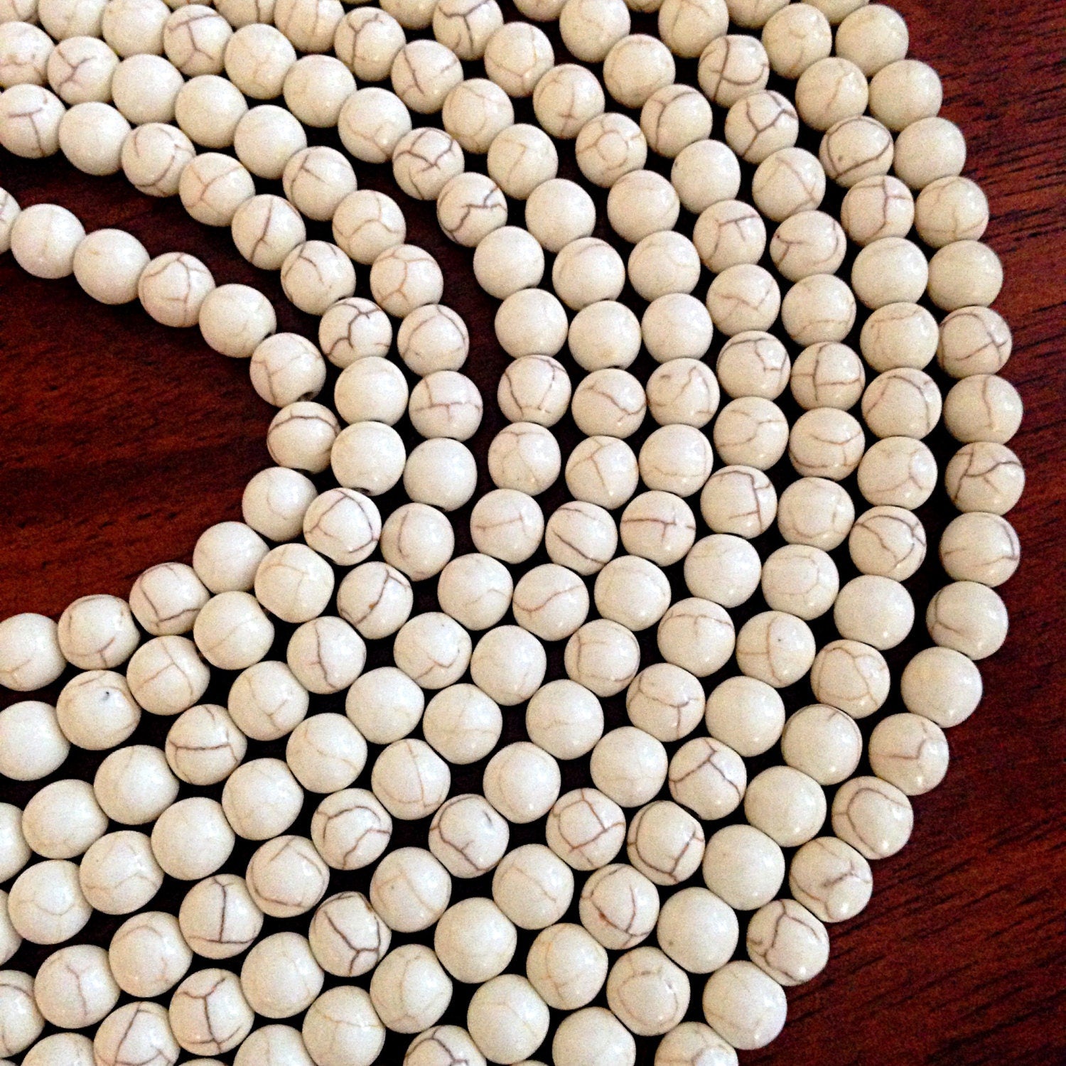 Bulk 90 pcs, 8mm Turquoise Beads, Howlite Beads, Turquoise Beads, Beige Turquoise Beads, Spacer Beads, Craft and Jewelry Supplies, Finding