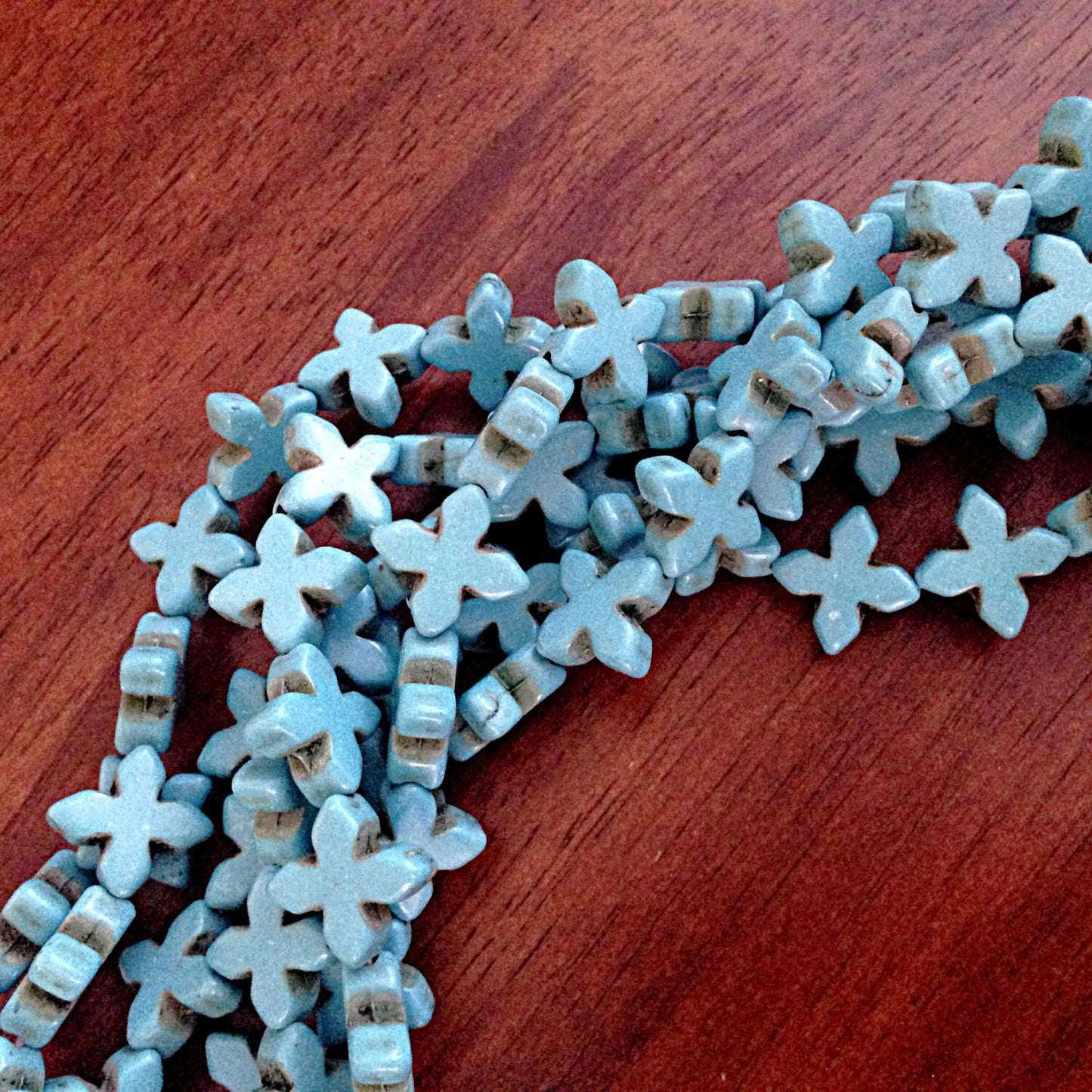 Bulk 30 pcs, 20x20mm Turquiose Beads, Howlite Beads, Star Beads, Blue Turquoise Cross Beads, Craft and Jewelry Supplies, Findngs