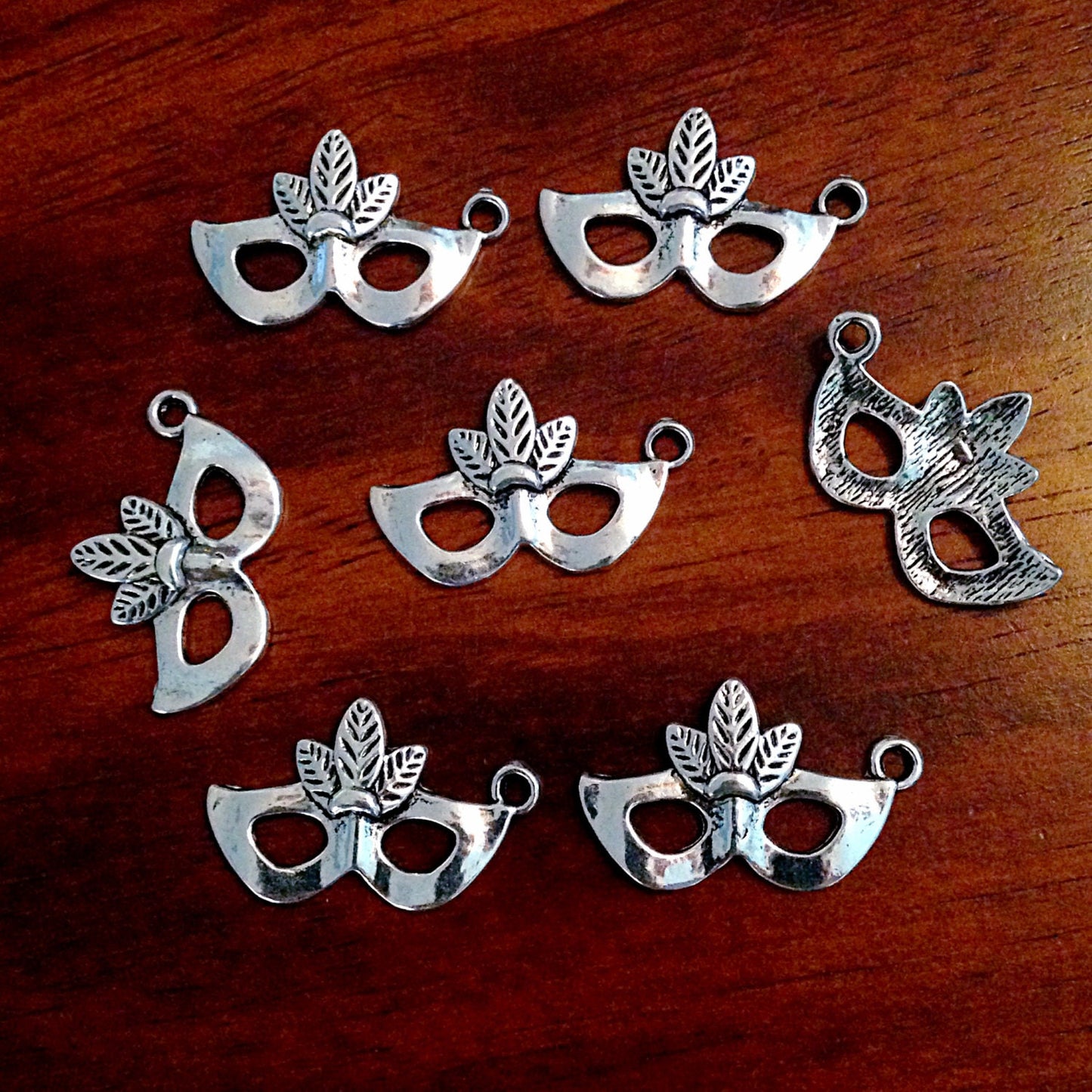 Bulk 20 Mask Charms, Antique Silver Mask Charms, Masquerade Charms, New Orleans Mardi Gras Charms, Findings, Crafting and Jewelry Supplies