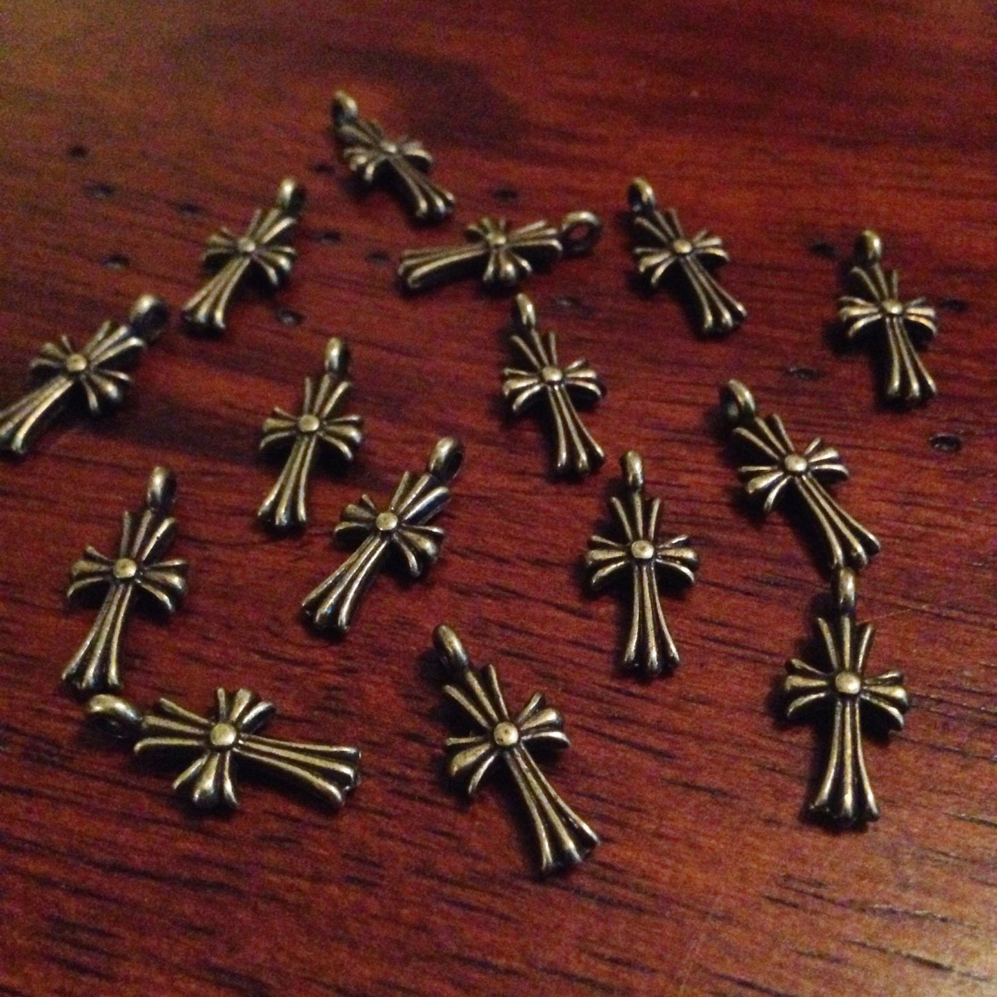 20pcs Cross Charms, Antique Bronze Cross Charms, Fancy Cross Charms, Small Cross Charms, Cross Pendants, Double Sided Cross Charms, Findings