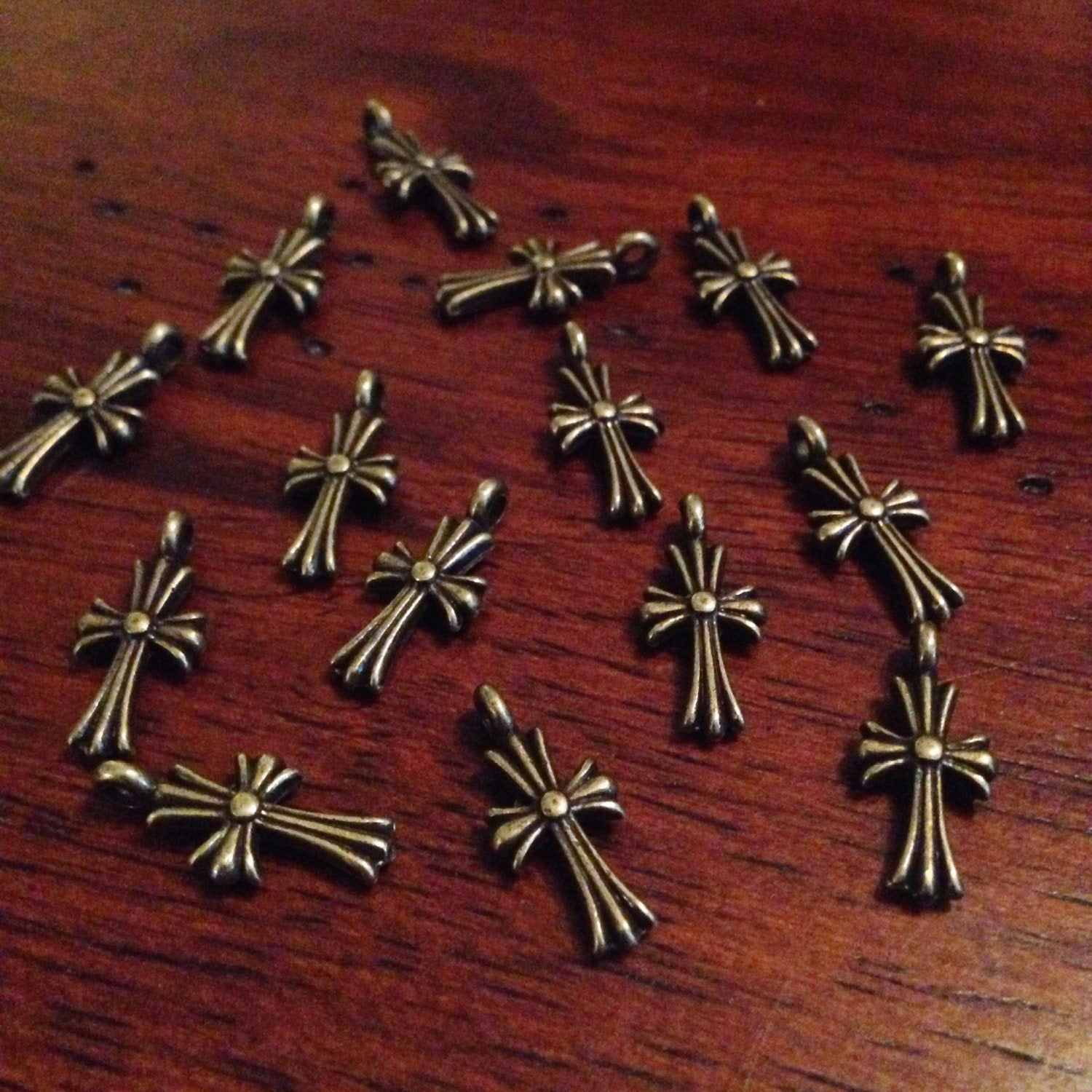 20pcs Cross Charms, Antique Bronze Cross Charms, Fancy Cross Charms, Small Cross Charms, Cross Pendants, Double Sided Cross Charms, Findings