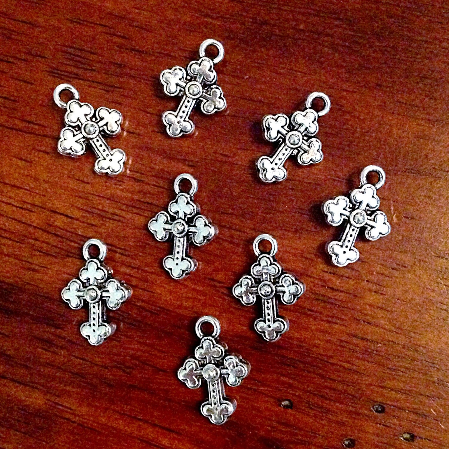 Bulk 20 Silver Cross Charms, Antique Silver Charms, Cross Charms, Double Sided Cross Charms,Tiny Cross, Jewelry And Craft Supplies, Findings