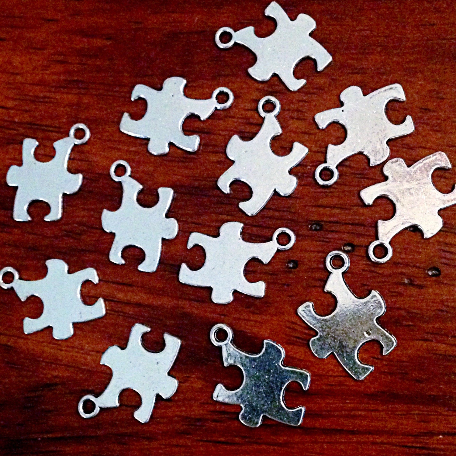 Bulk 25 Puzzle Charms, Antique Silver Charms, Autism Charms, ASD Charms, Autism Puzzle Pendants, Findings, Jewelry And Craft Supplies