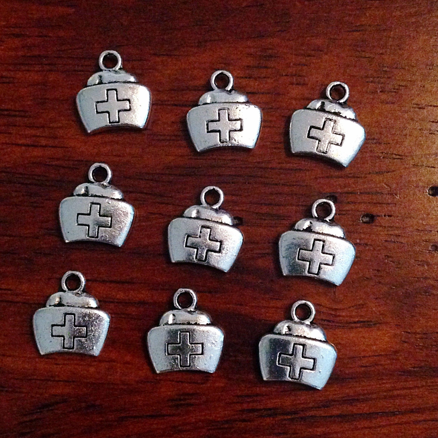 15 Nurse Charms, Antique Silver Charms, Medical Charms, Doctor Charms, RN Charms, Nursing Charms, Craft and Jewelry Supplies, Findings