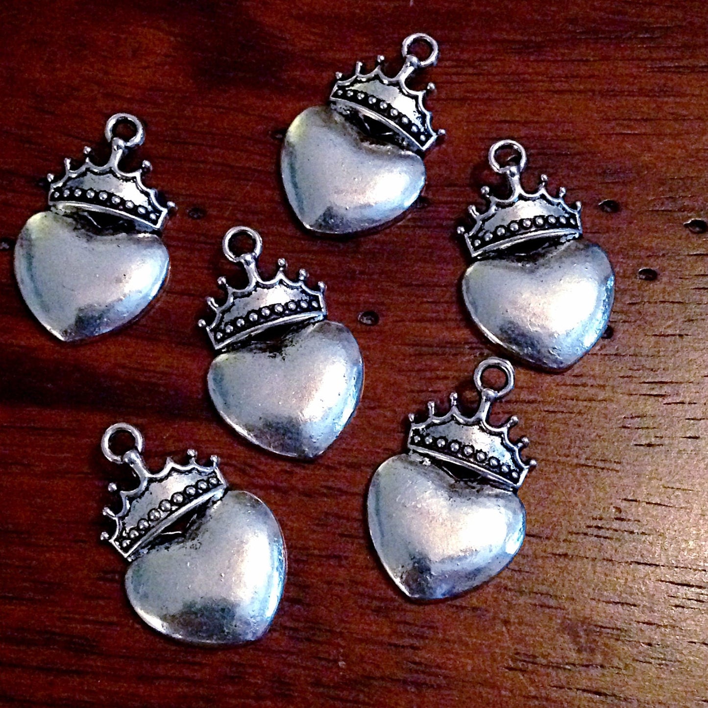 15 Heart Crown Charms, Antique Silver Heart Charms, Claddagh Charms, Irish Heart Charms, Silver Heart Crown Charms, Craft Supplies, Findings