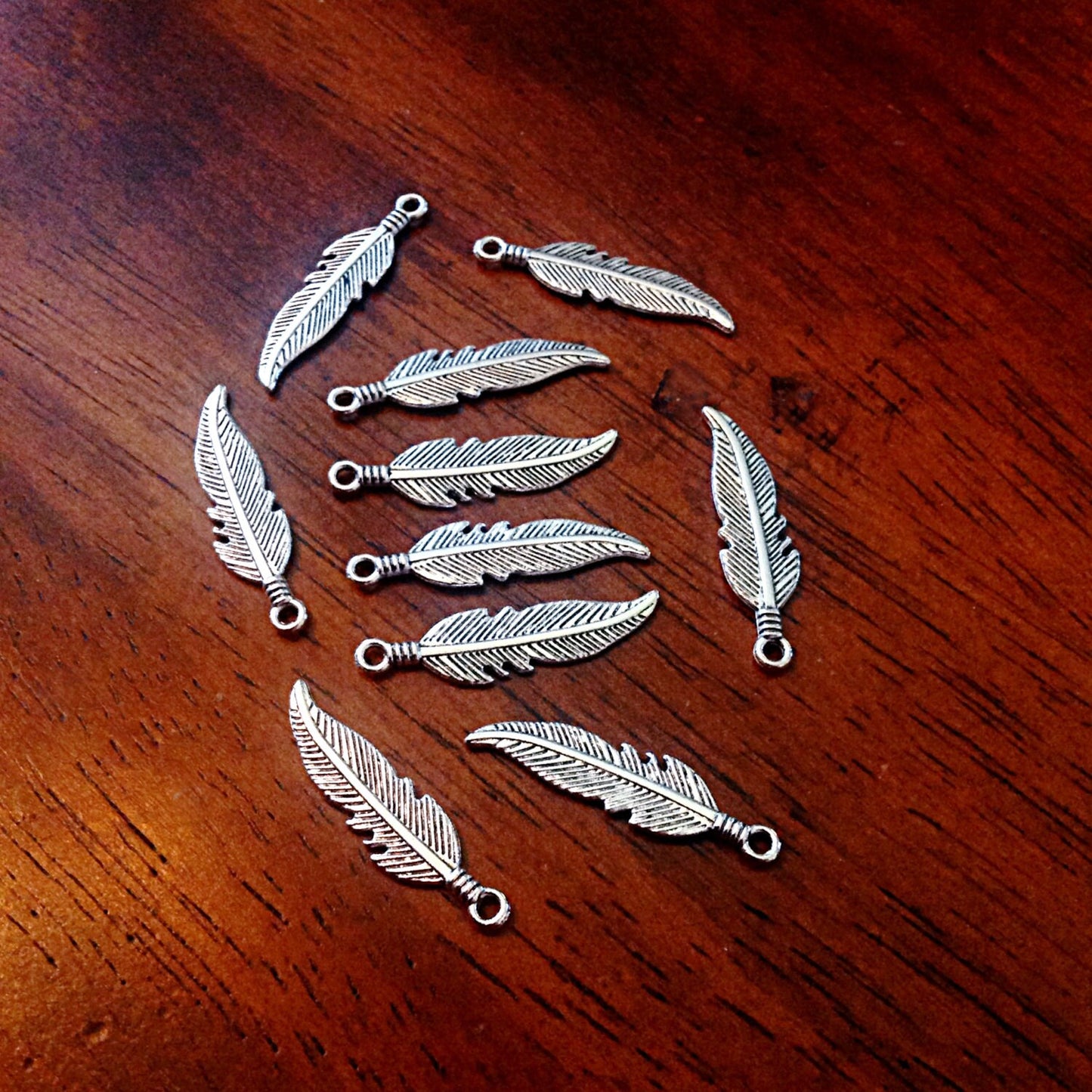 Bulk 25 Feather Charms, Antique Silver Wing, Double Sided Feather Charms, Silver Feather Charms, Craft and Jewelry Supplies, Findings