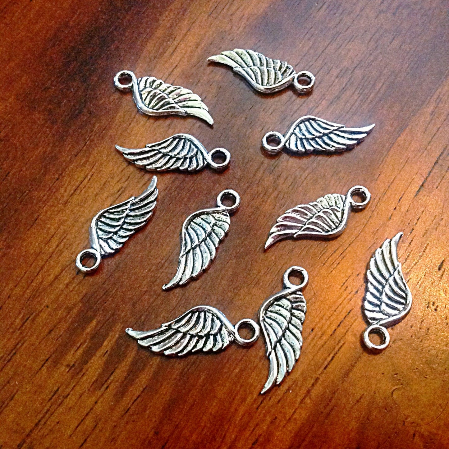 Bulk 50 Feather Charms, Antique Silver Wing, Double Sided Feather Charms, Silver Feather Charms, Craft and Jewelry Supplies, Findings