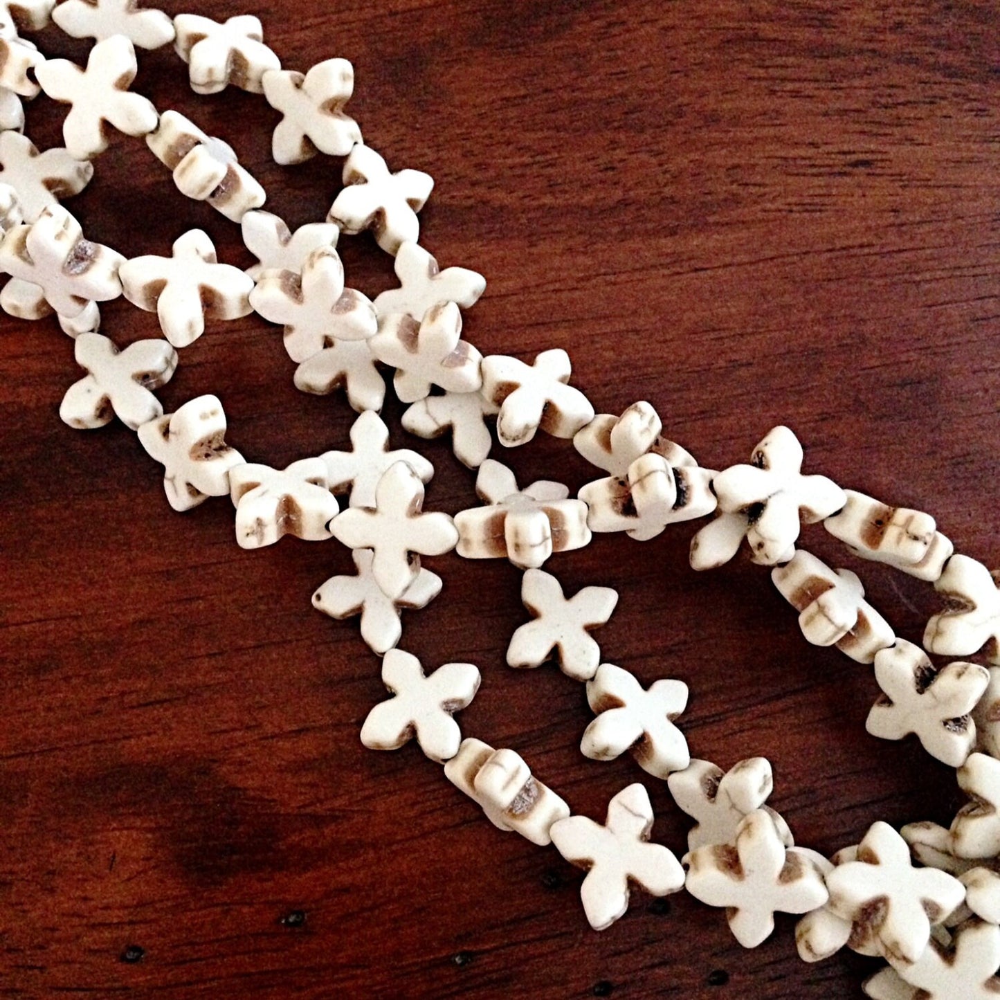 Bulk 30 pcs, 20x20mm Turquiose Beads, Howlite Beads, Star Beads, Beige Turquoise Cross Beads, Craft and Jewelry Supplies, Findngs