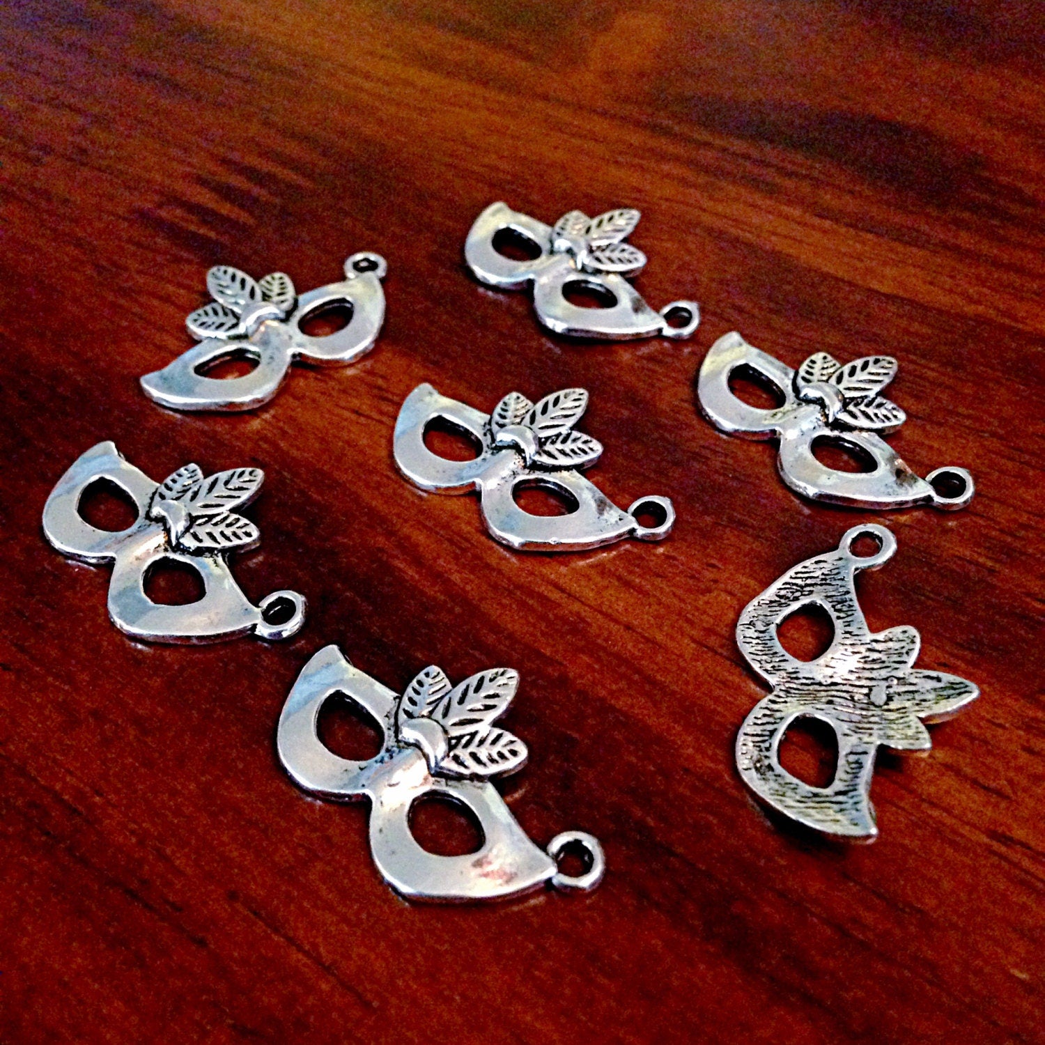 Bulk 20 Mask Charms, Antique Silver Mask Charms, Masquerade Charms, New Orleans Mardi Gras Charms, Findings, Crafting and Jewelry Supplies
