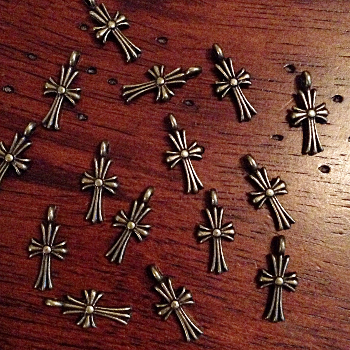 Bulk 30, Cross Charms, Bronze Cross Charms, Antique Bronze Cross Charms, Double Sided Cross Charms, Jewelry and Craft Supplies, Findings