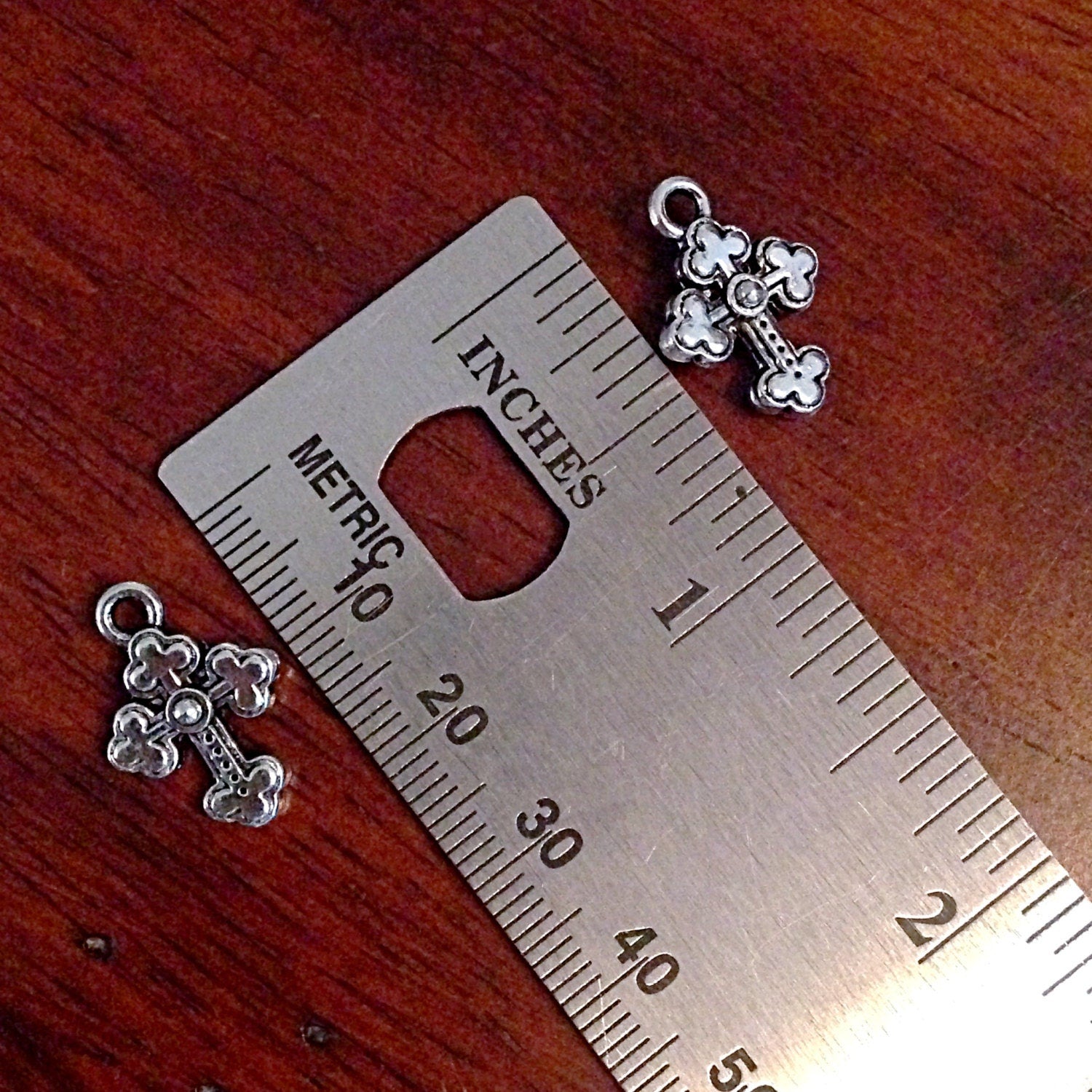 10 Silver Cross Charms, Antique Silver Charms, Cross Charms, Double Sided Cross Charms,Tiny Cross, Jewelry And Craft Supplies, Findings