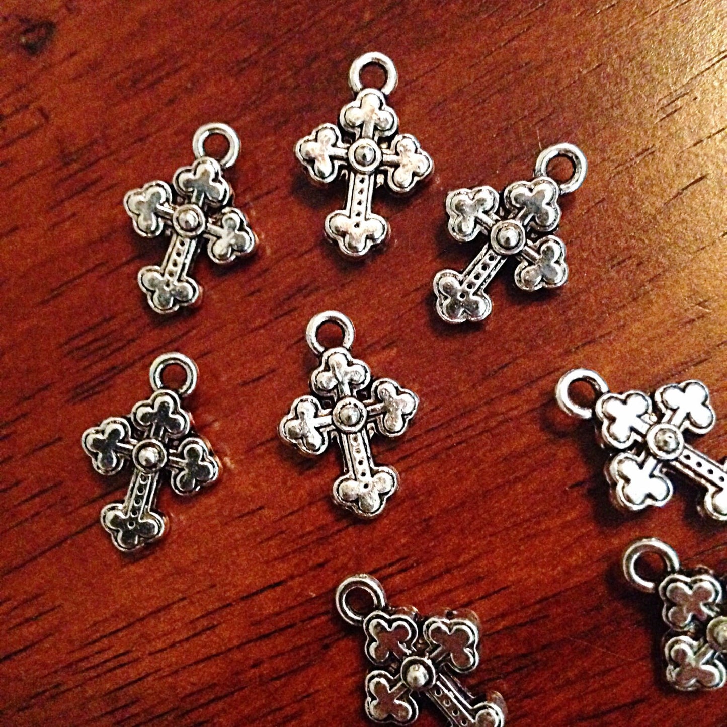 Bulk 20 Silver Cross Charms, Antique Silver Charms, Cross Charms, Double Sided Cross Charms,Tiny Cross, Jewelry And Craft Supplies, Findings