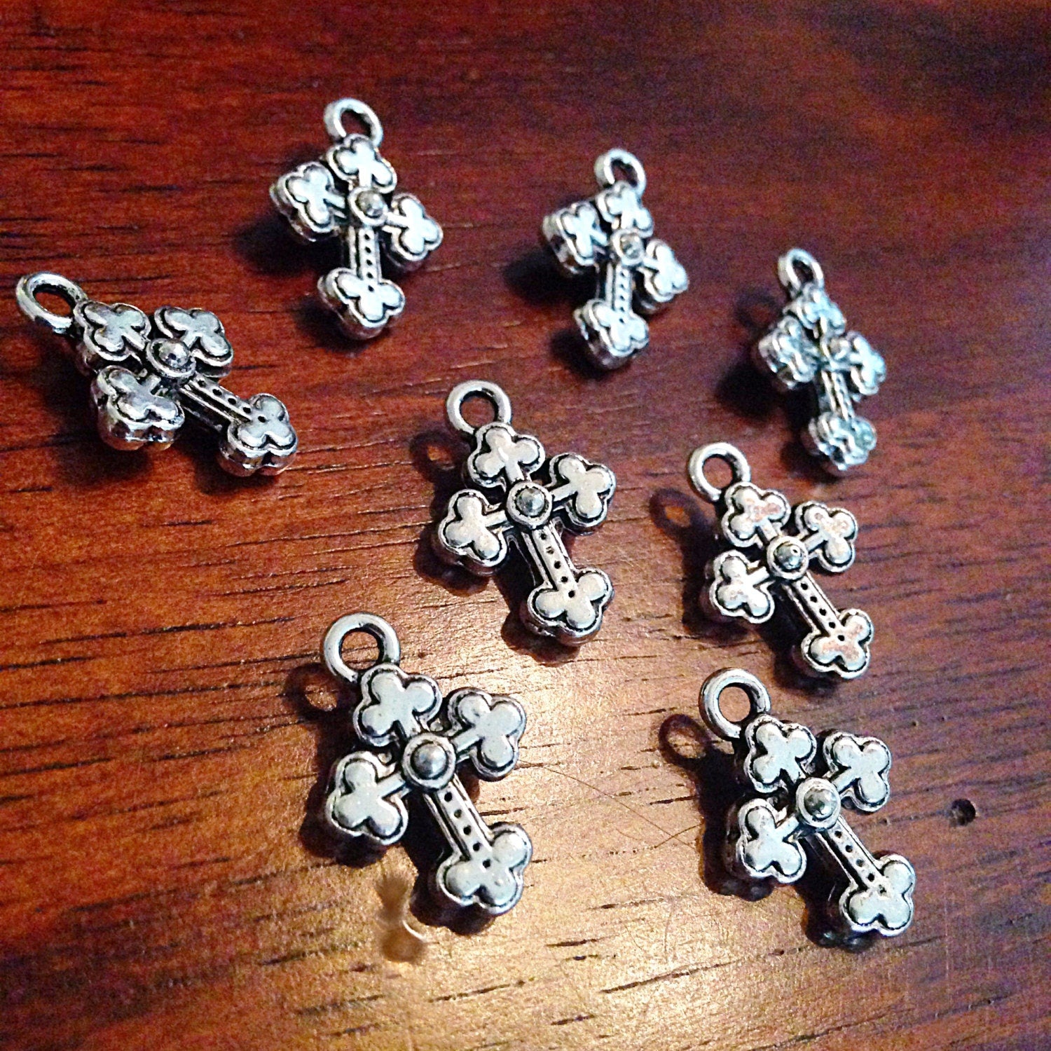 Bulk 20 Silver Cross Charms, Antique Silver Charms, Cross Charms, Double Sided Cross Charms,Tiny Cross, Jewelry And Craft Supplies, Findings