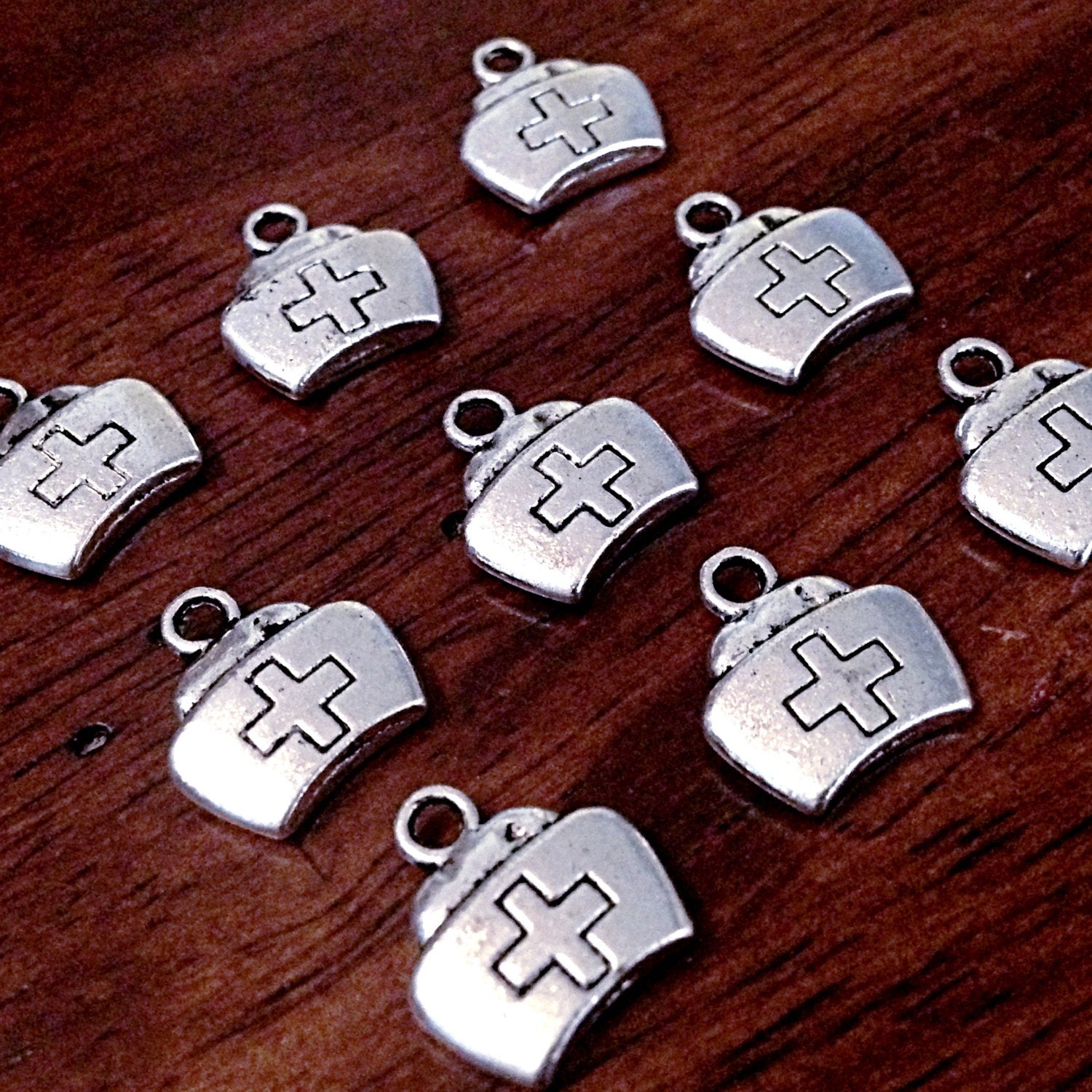 Bulk 25 Nurse Charms, Antique Silver Charms, Medical Charms, Doctor Charms, RN Charms, Nursing Charms, Craft and Jewelry Supplies, Findings