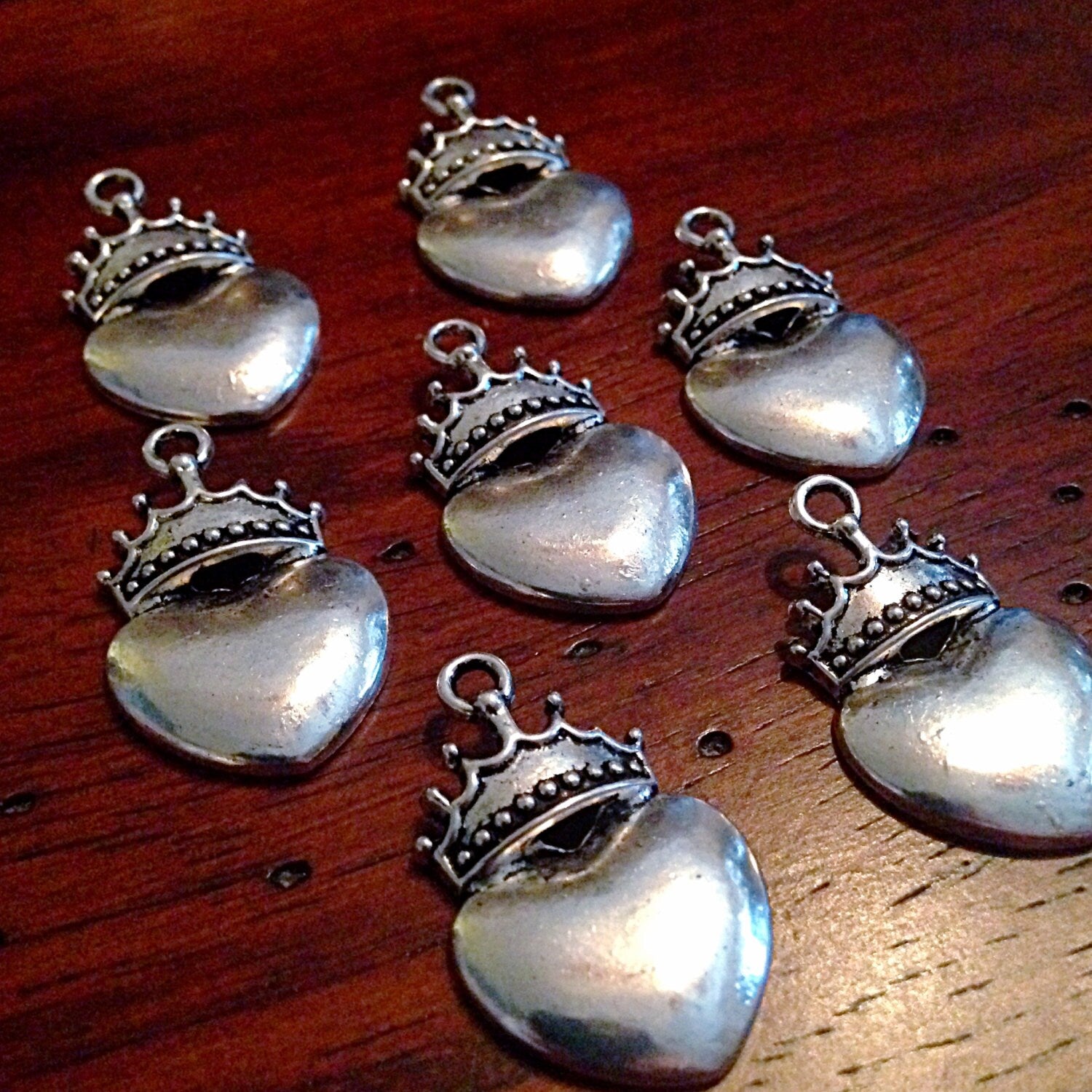 15 Heart Crown Charms, Antique Silver Heart Charms, Claddagh Charms, Irish Heart Charms, Silver Heart Crown Charms, Craft Supplies, Findings