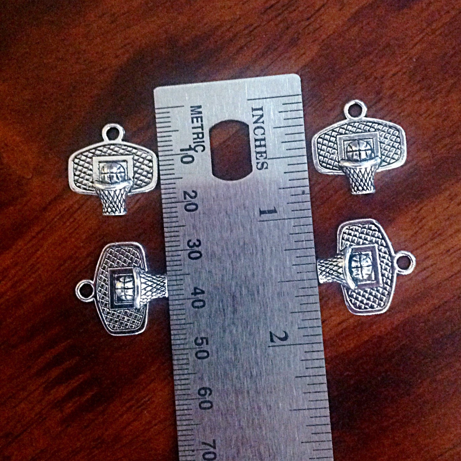 12pcs, Basketball Charms, Basketball Ball Hoop Charms, Basketball Goal Charms, Basketball Pendants, Sports Charms, Findings