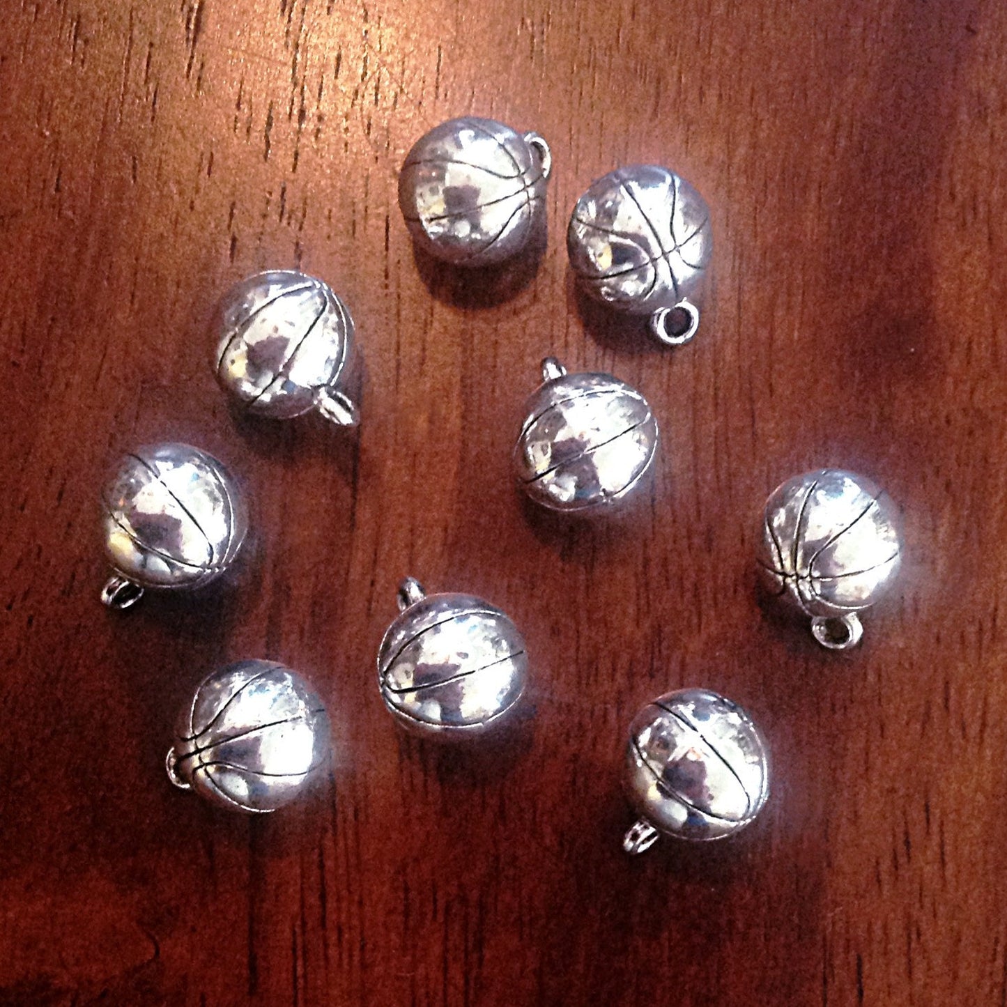 7 Basketball Charms, Antique Silver Charms, Basketball Charms, Basketball, Ball Charms, Sports Charms, Craft and Jewelry Supplies, Findings