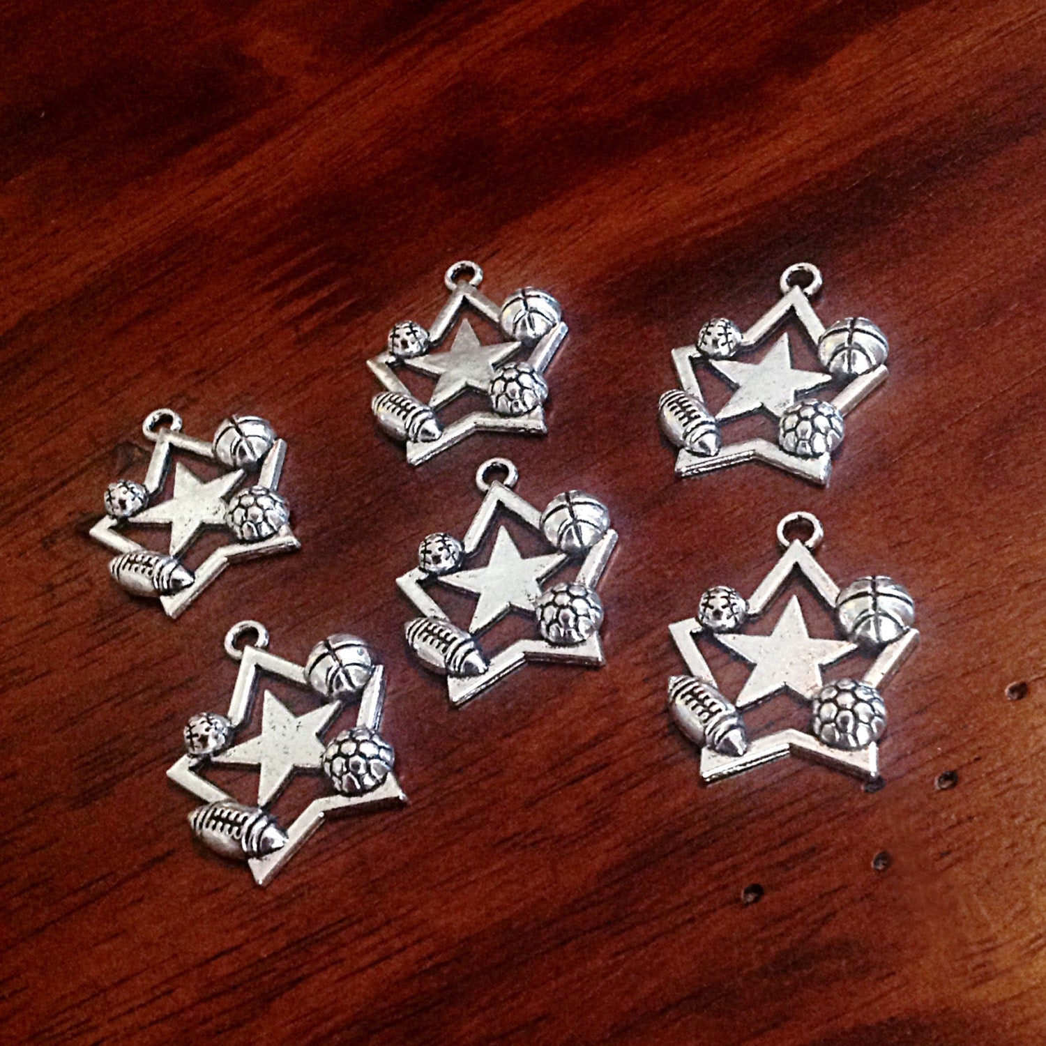 15 Football Charms, Antique Silver Charms, Sports Charms, Athlete Charms, Baseball Charms, Basketball Charms, Sports Charms, Findings