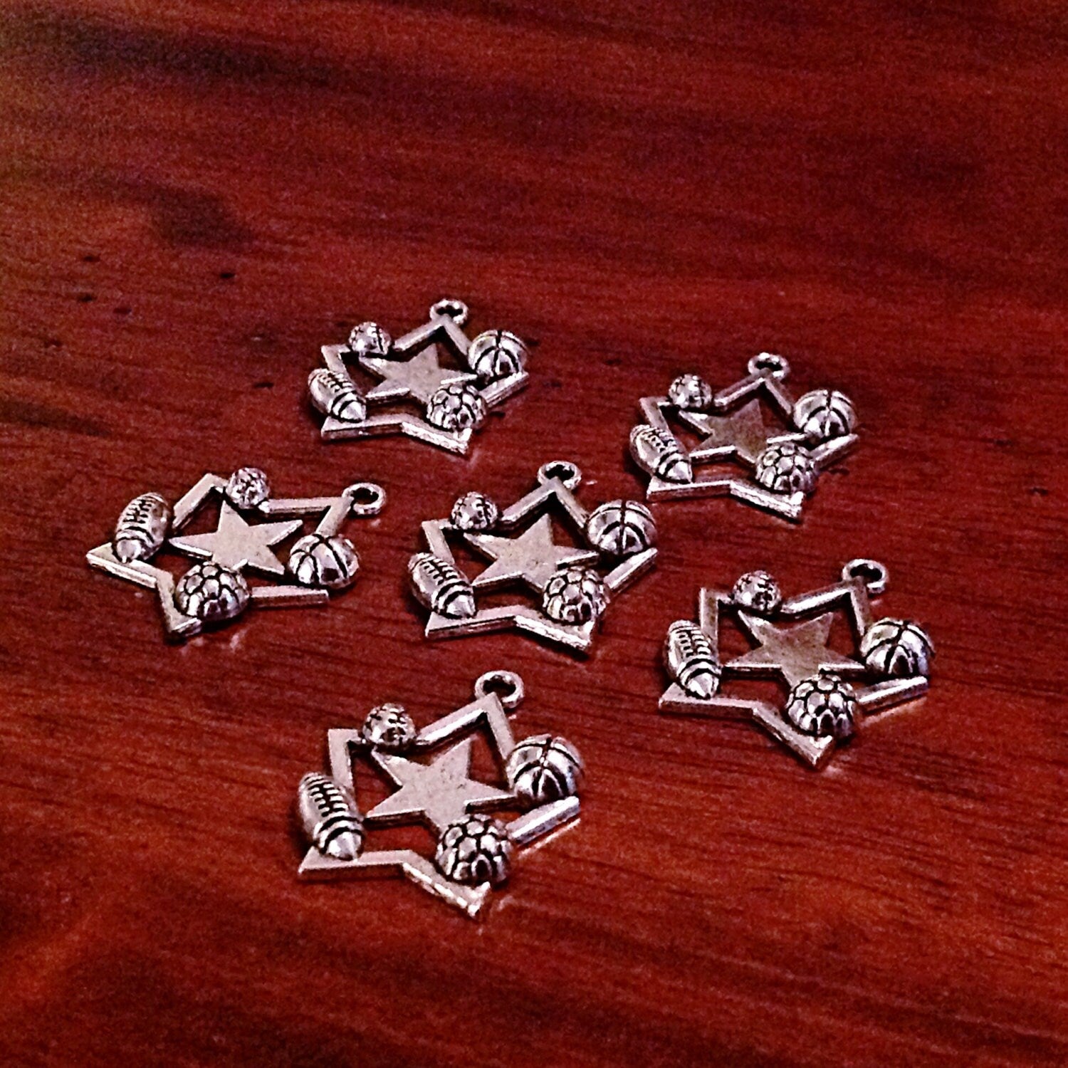 15 Football Charms, Antique Silver Charms, Sports Charms, Athlete Charms, Baseball Charms, Basketball Charms, Sports Charms, Findings