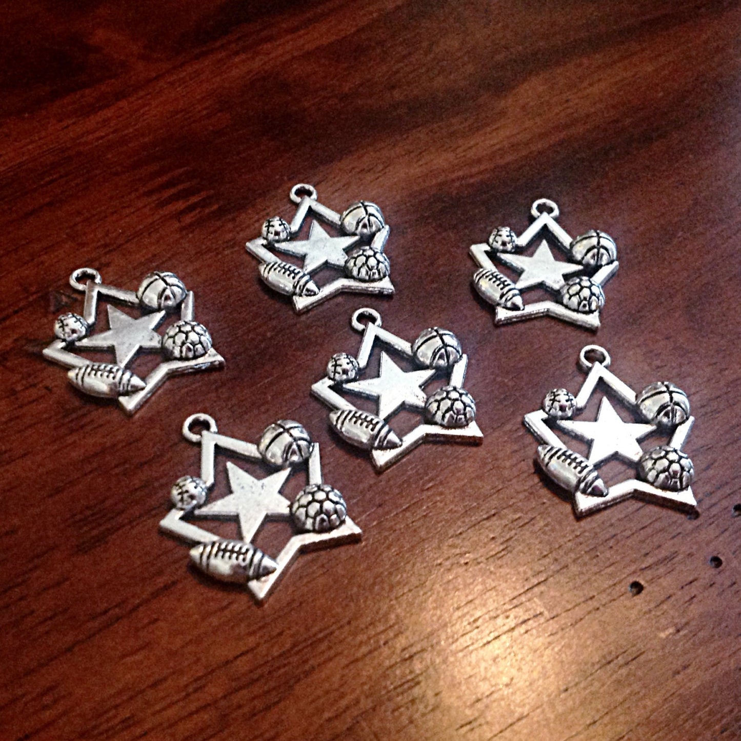 15 Football Charms, Antique Silver Charms, Sports Charms, Athlete Charms, Baseball Charms, Basketball Charms, Sports Charms, Findings