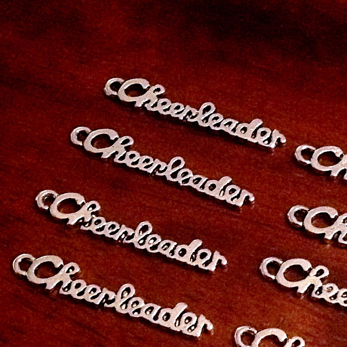 Bulk 20 Cheerleader Charms, Antique Silver Charms, Cheer Charms, Football Charms, Sports Charms, Findings, Craft and Jewelry Supplies