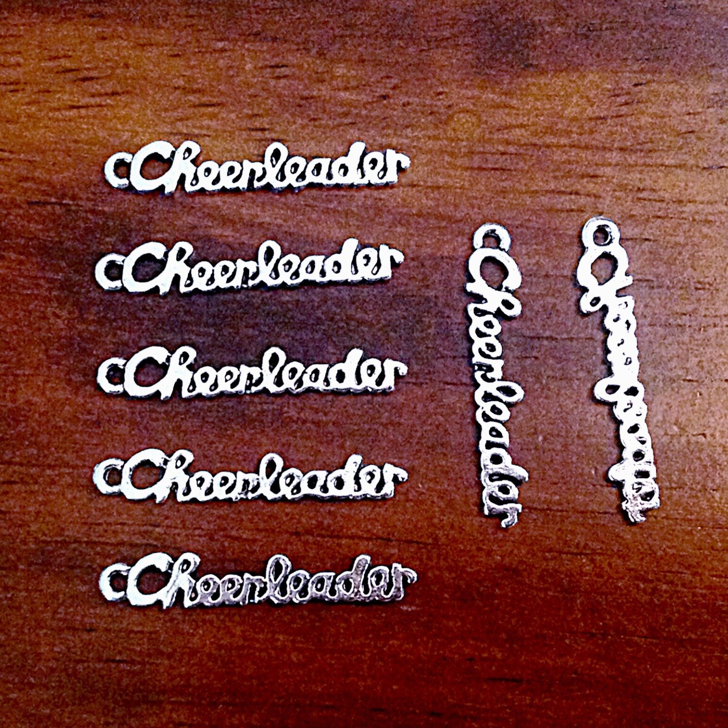 Bulk 20 Cheerleader Charms, Antique Silver Charms, Cheer Charms, Football Charms, Sports Charms, Findings, Craft and Jewelry Supplies
