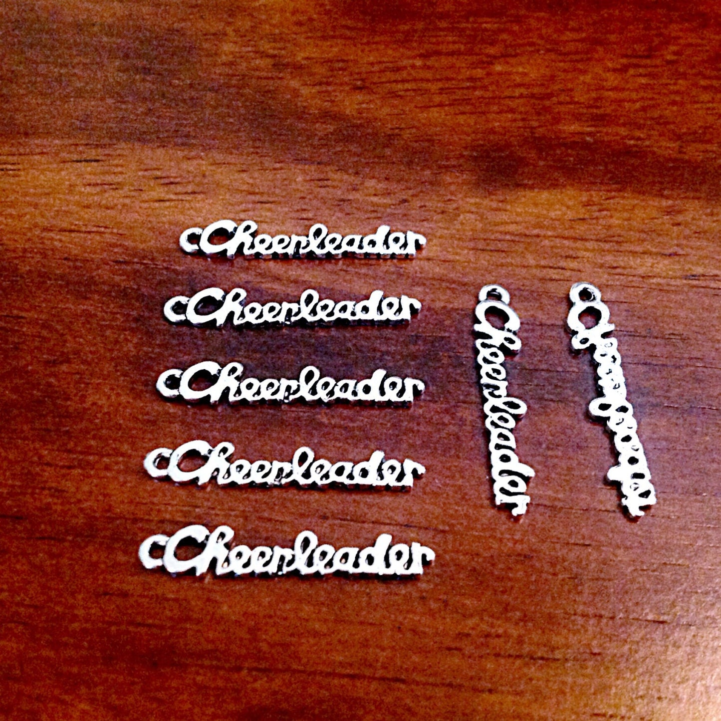 Bulk 20 Cheerleader Charms, Antique Silver Charms, Cheer Charms, Football Charms, Sports Charms, Findings, Craft and Jewelry Supplies