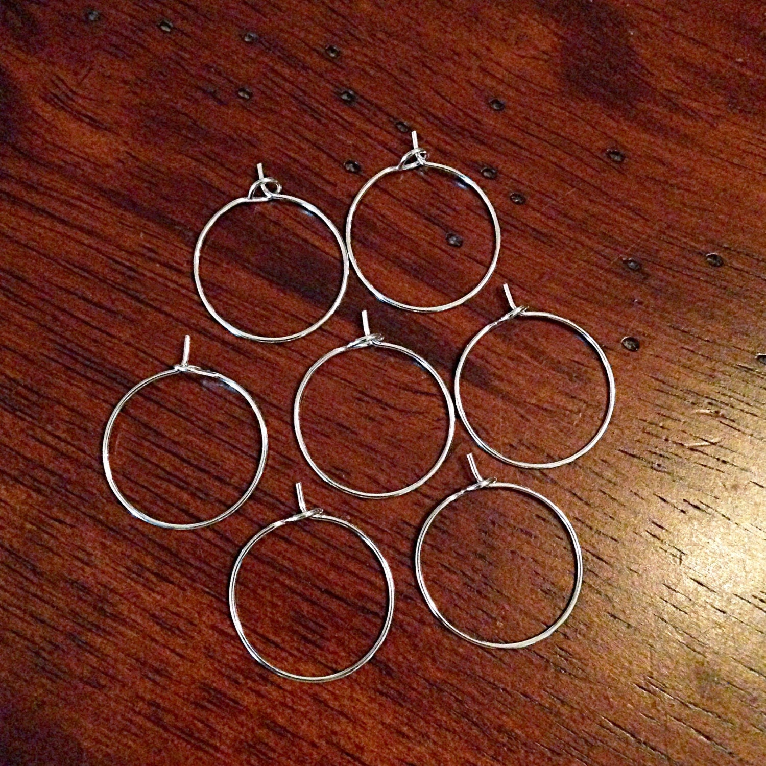 40 Wine Glass Charms, Silver Wine Glass Rings, Earring Hoops, Silver Wine Glass Charms, Findings, Jewelry and Craft Supplies