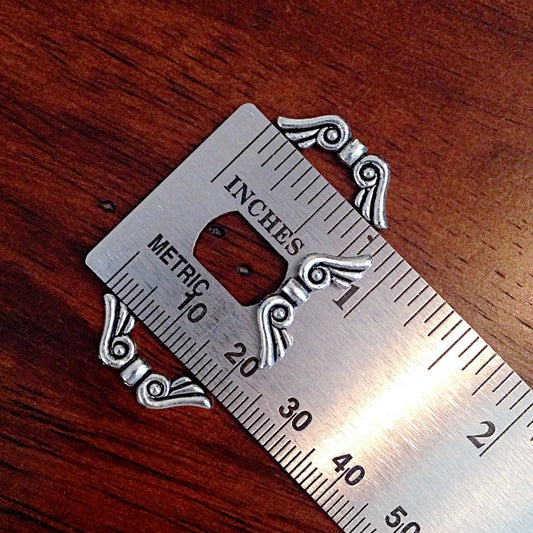 Bulk 25 Angel Wing Charms, 21mm, Antique Silver, Silver Wing Charms, Findings, Connector Charms, Double Sided, Craft and Jewelry Supplies