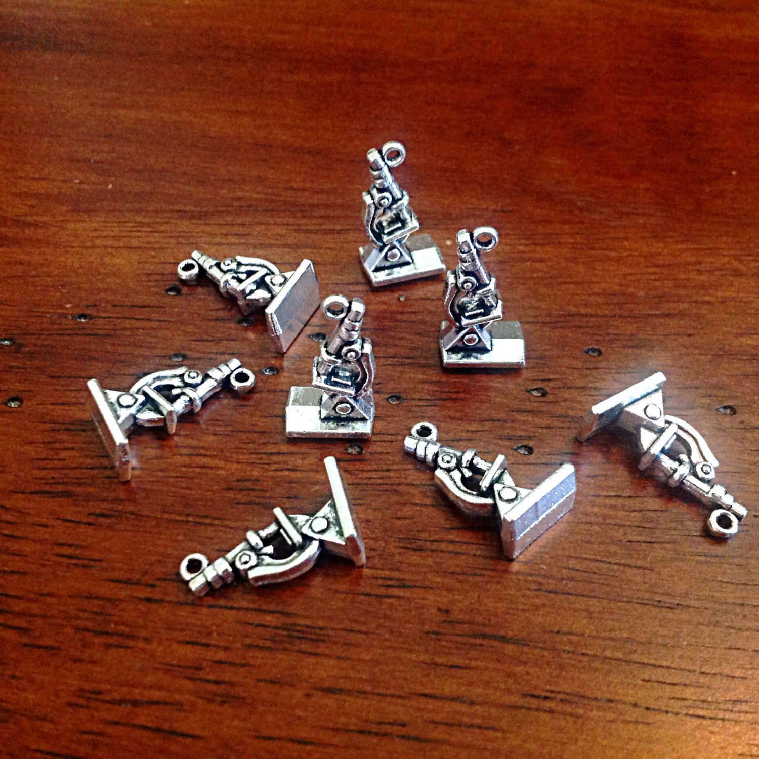 10pcs, Microscope Charms, Medical Charms, Lab Charms, Chemistry Charms, Science Charms, Microscope Pendants, Molecular Charms, Findings